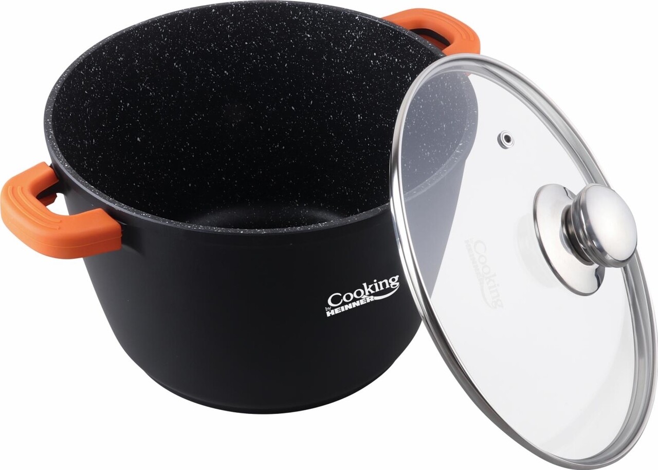 Oala cu capac Dark Line, Cooking by Heinner, 6.3 L, aluminiu turnat, negru - imagine 3